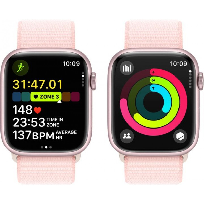 Apple Watch Series 9 GPS 41mm Pink Aluminum Case with Light Pink Sport Loop MR953 BEST magazin